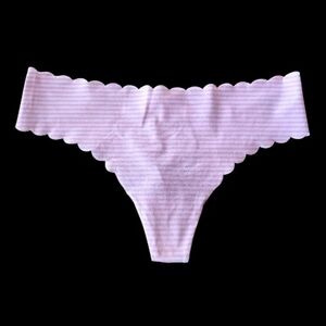 Victoria's Secret Light Pink Striped Seamless Thong, Size S